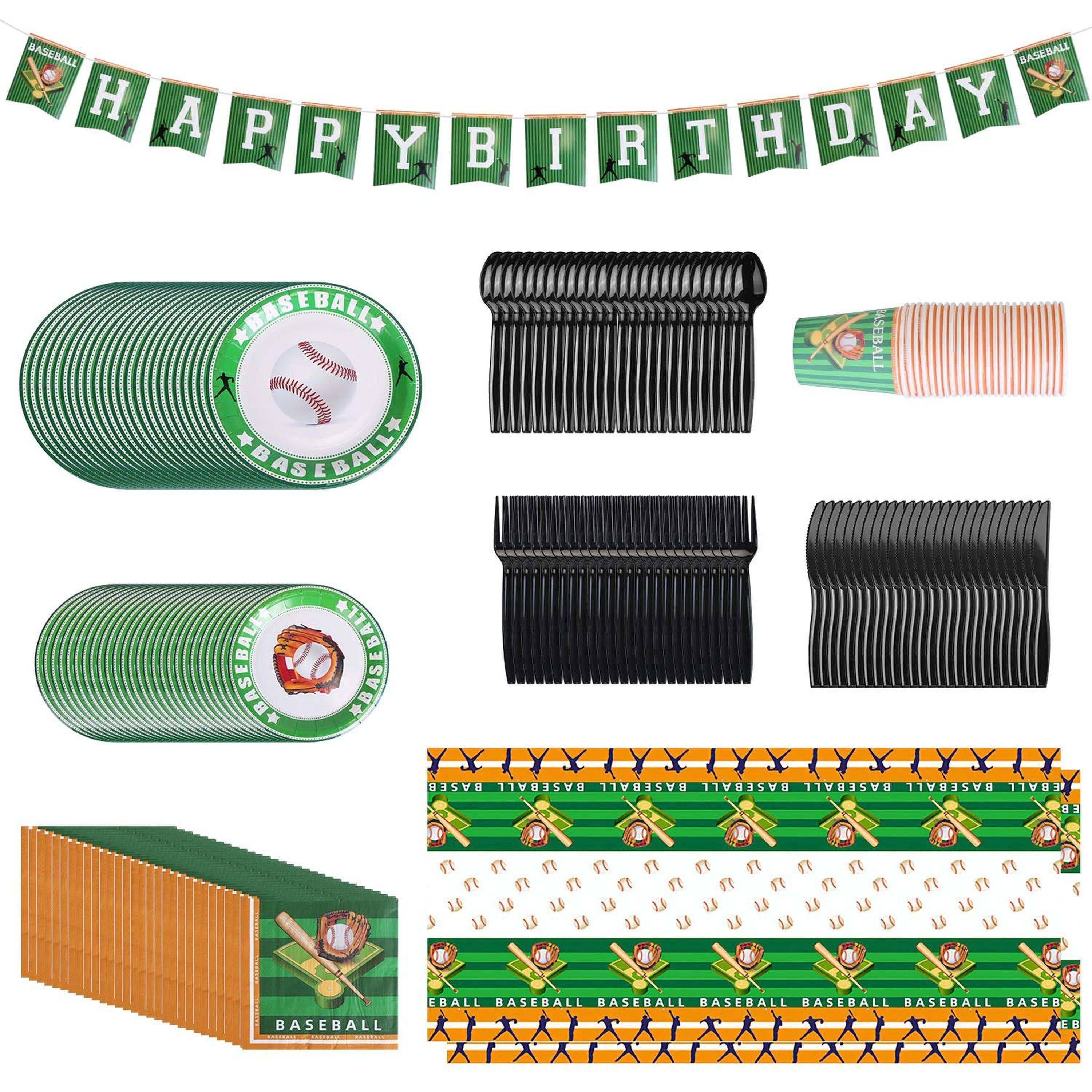 Baseball Birthday Party Supplies - 171 Pieces Serves 24 - Plates, Napkins, Cups & Decorations